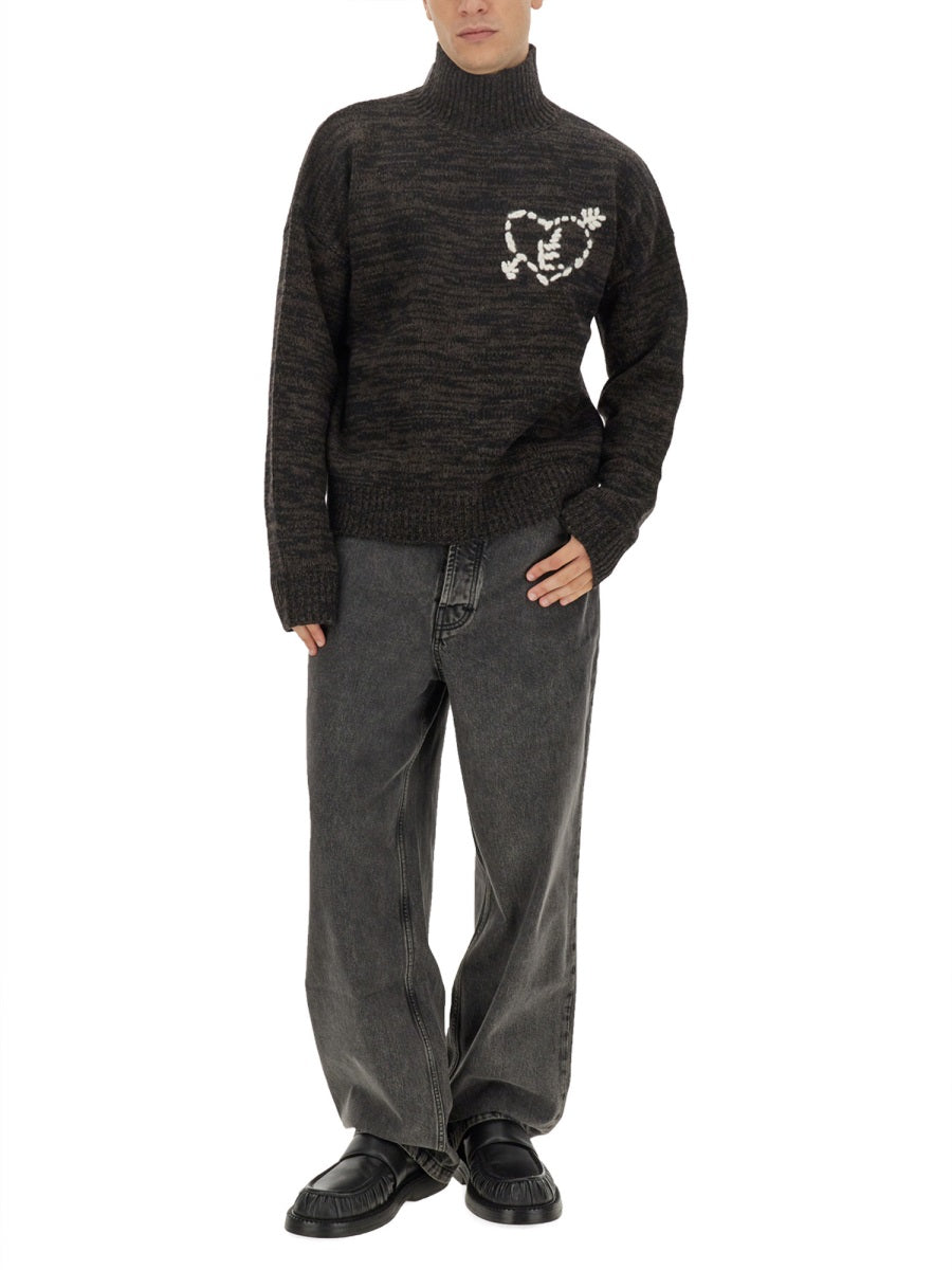 éTudes Studio Wide Leg Organic Cotton Jeans — Black, view 3