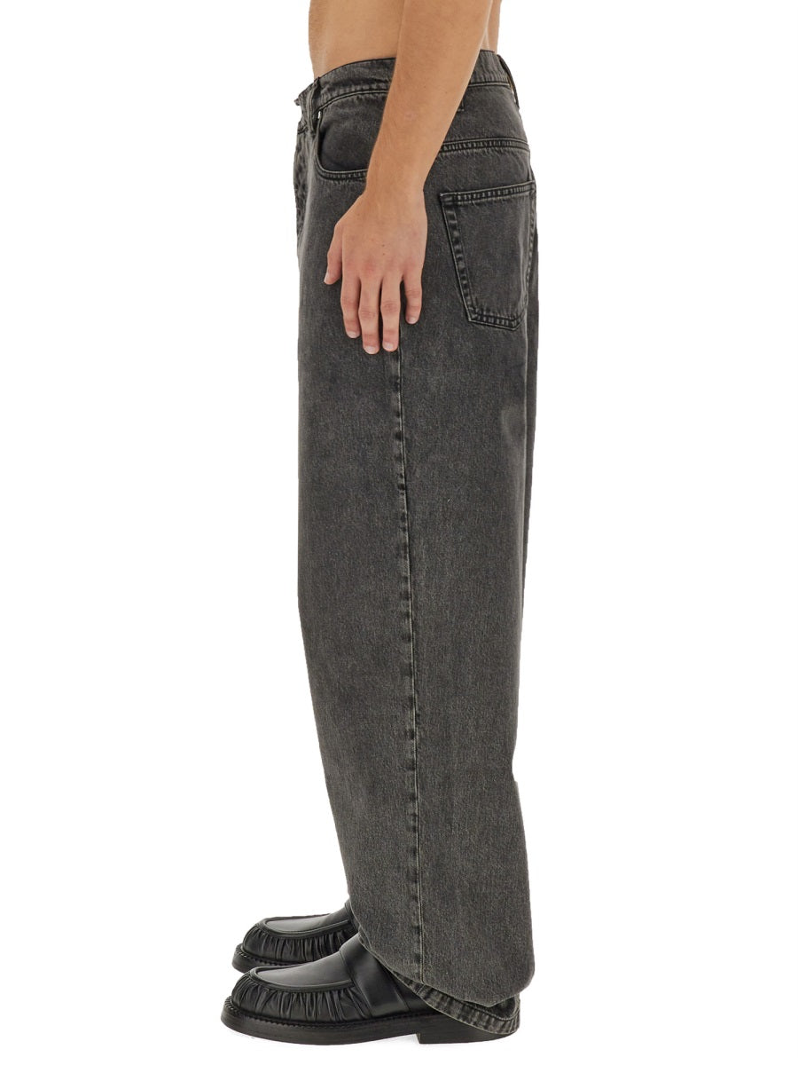 éTudes Studio Wide Leg Organic Cotton Jeans — Black, view 4