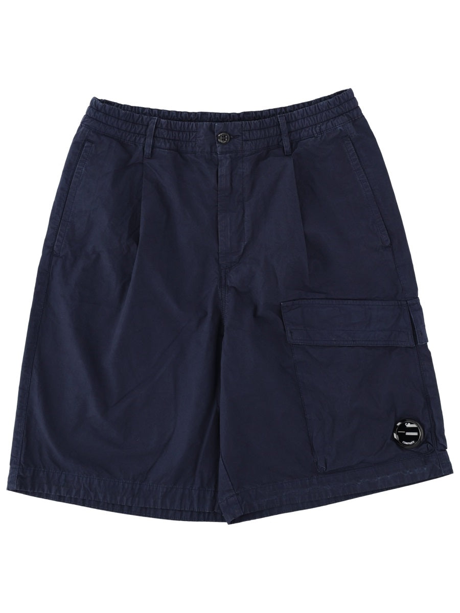 C.P. Company Boxy Fit Cotton Cargo Shorts — Blue by C.p. Company