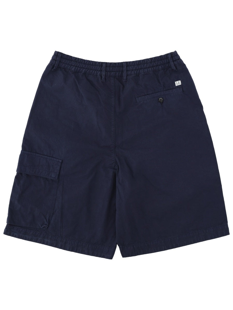 C.P. Company Boxy Fit Cotton Cargo Shorts — Blue, view 2