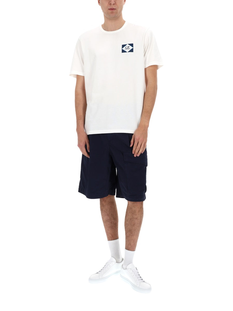 C.P. Company Boxy Fit Cotton Cargo Shorts — Blue, view 3