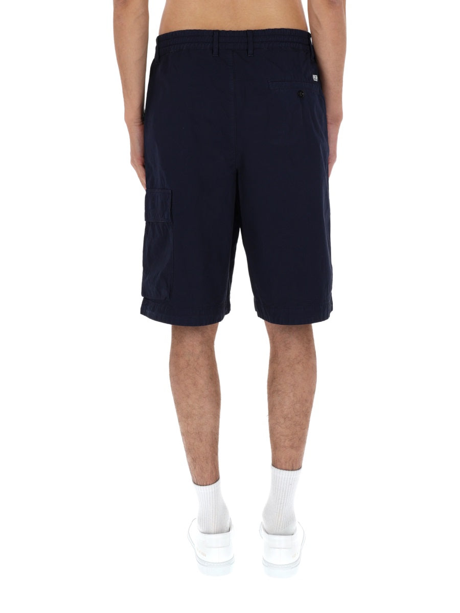 C.P. Company Boxy Fit Cotton Cargo Shorts — Blue, view 5