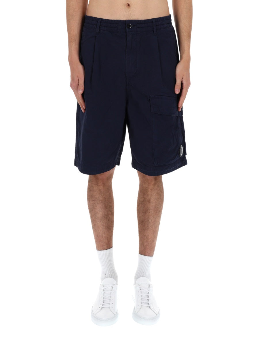 C.P. Company Boxy Fit Cotton Cargo Shorts — Blue, view 6