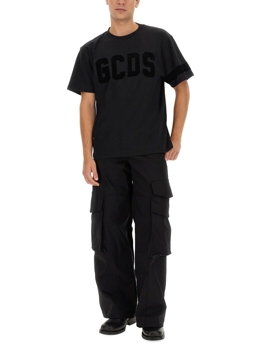 GCDS Cotton Trousers — Black, view 3