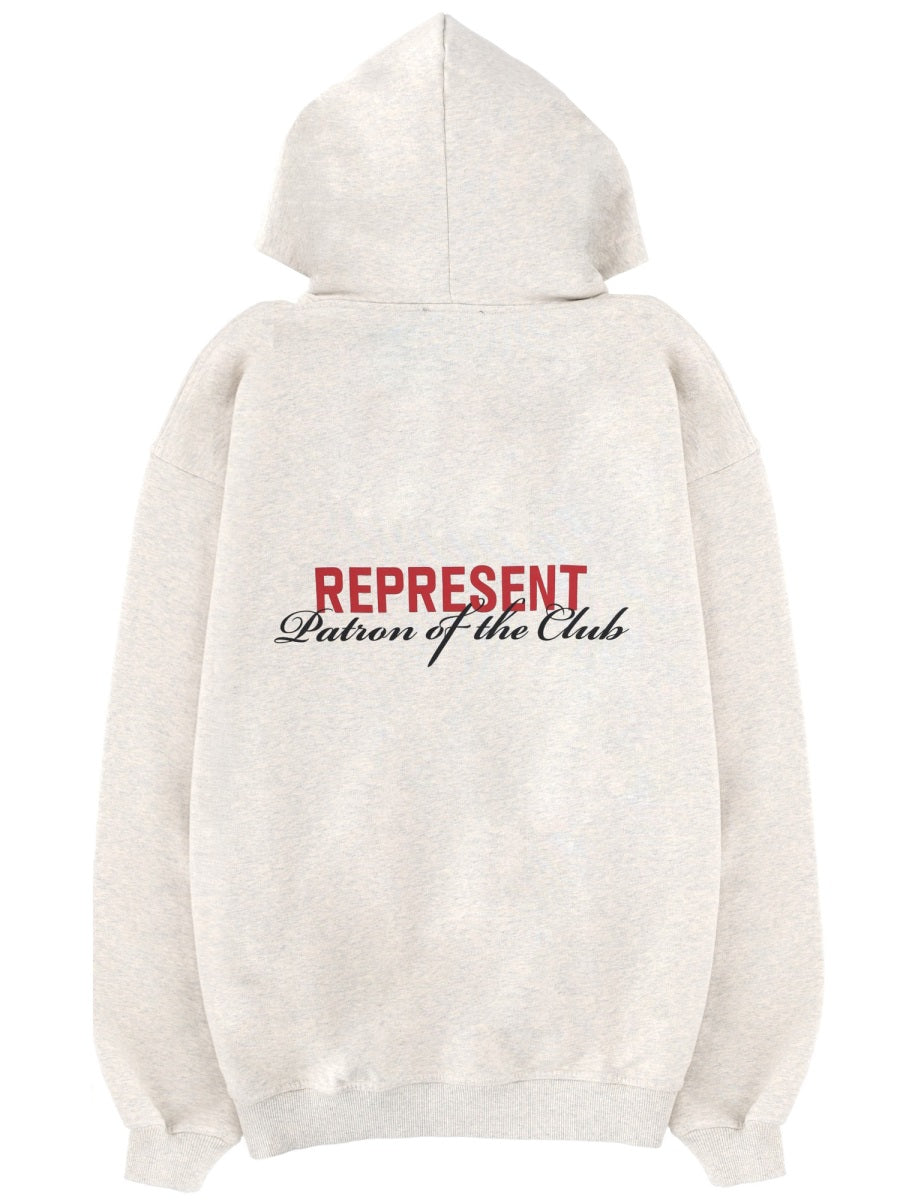 Represent Logo-Embroidered Cotton Sweatshirt — Beige, view 2