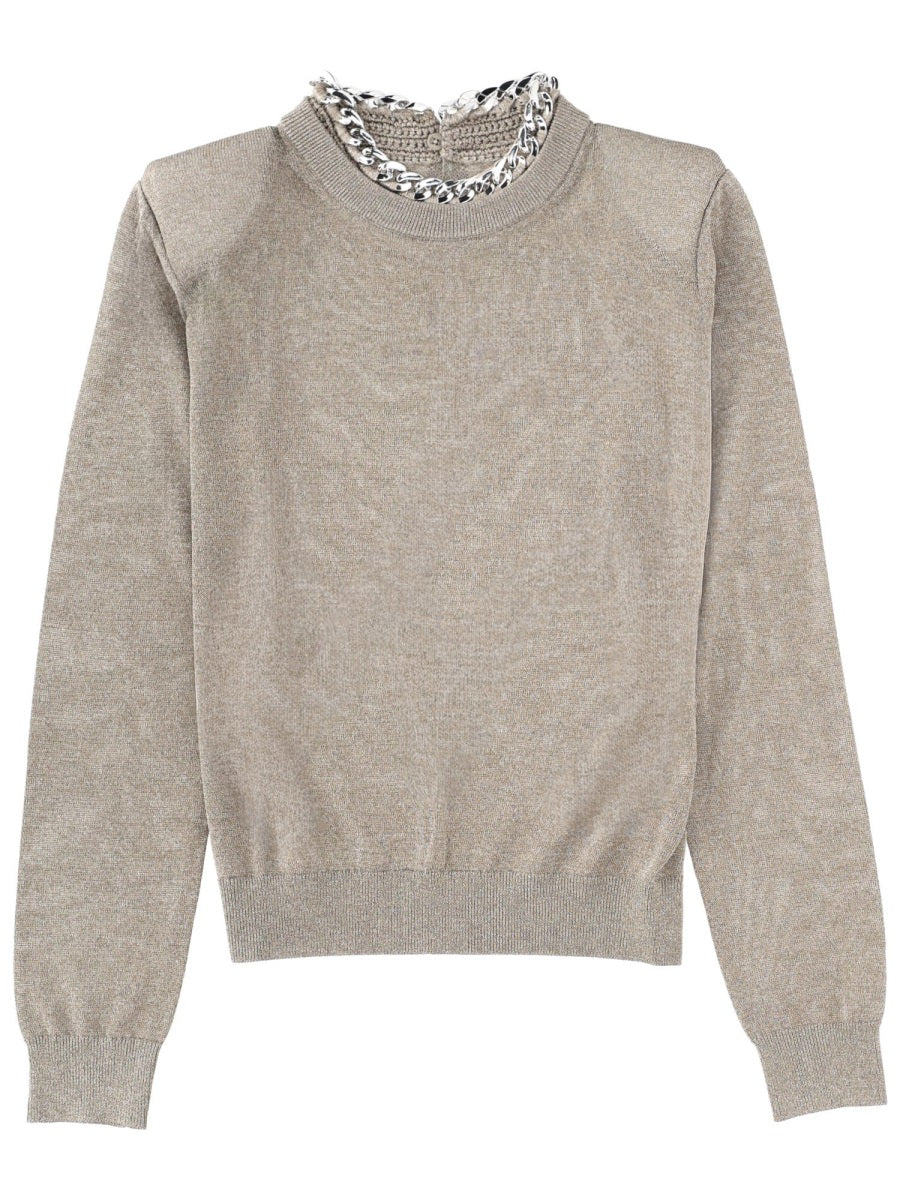 Circus Hotel Link Chain Viscose Sweater — Gray, view 2