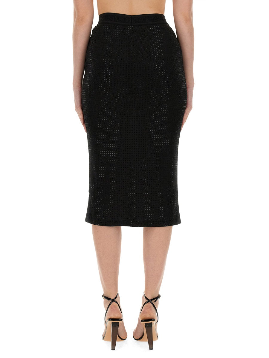 Versace Jeans Couture Crystal-Embellished Skirt — Black by Versace Jeans Couture