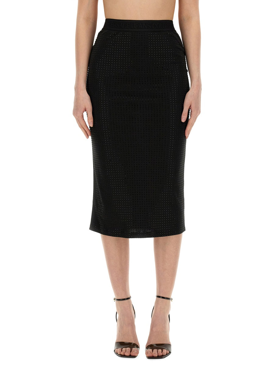Versace Jeans Couture Crystal-Embellished Skirt — Black, view 2