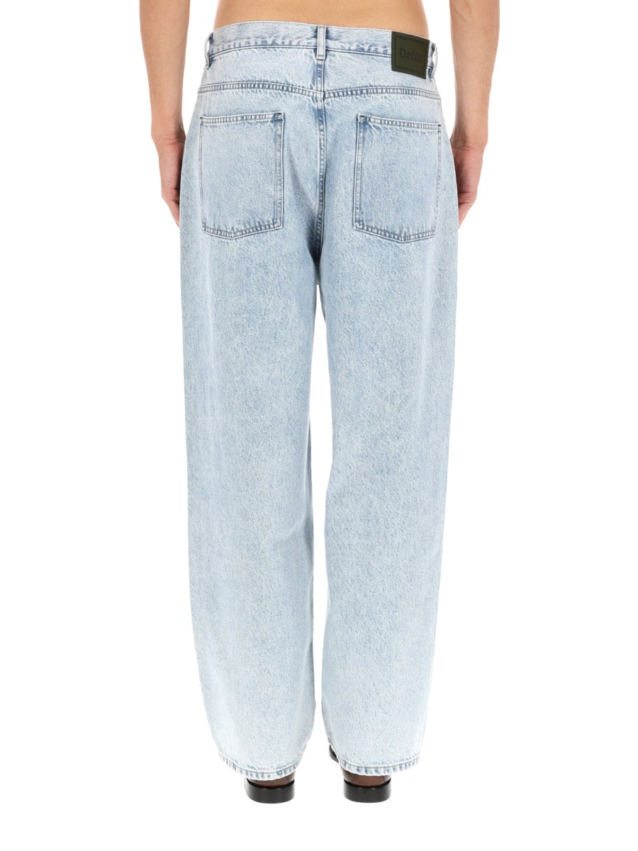 DrôLe De Monsieur Baggy Fit Cotton Jeans — Blue, view 2
