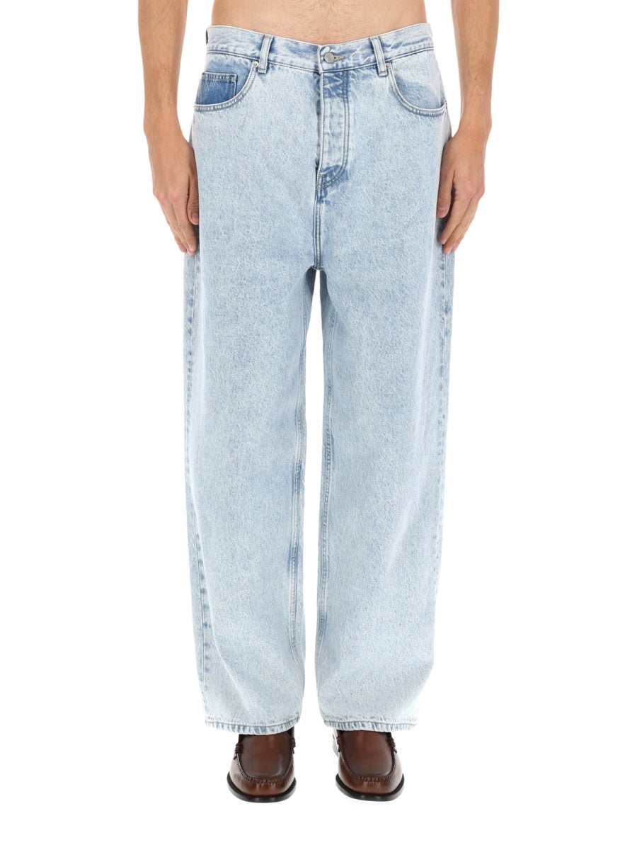 DrôLe De Monsieur Baggy Fit Cotton Jeans — Blue, view 4