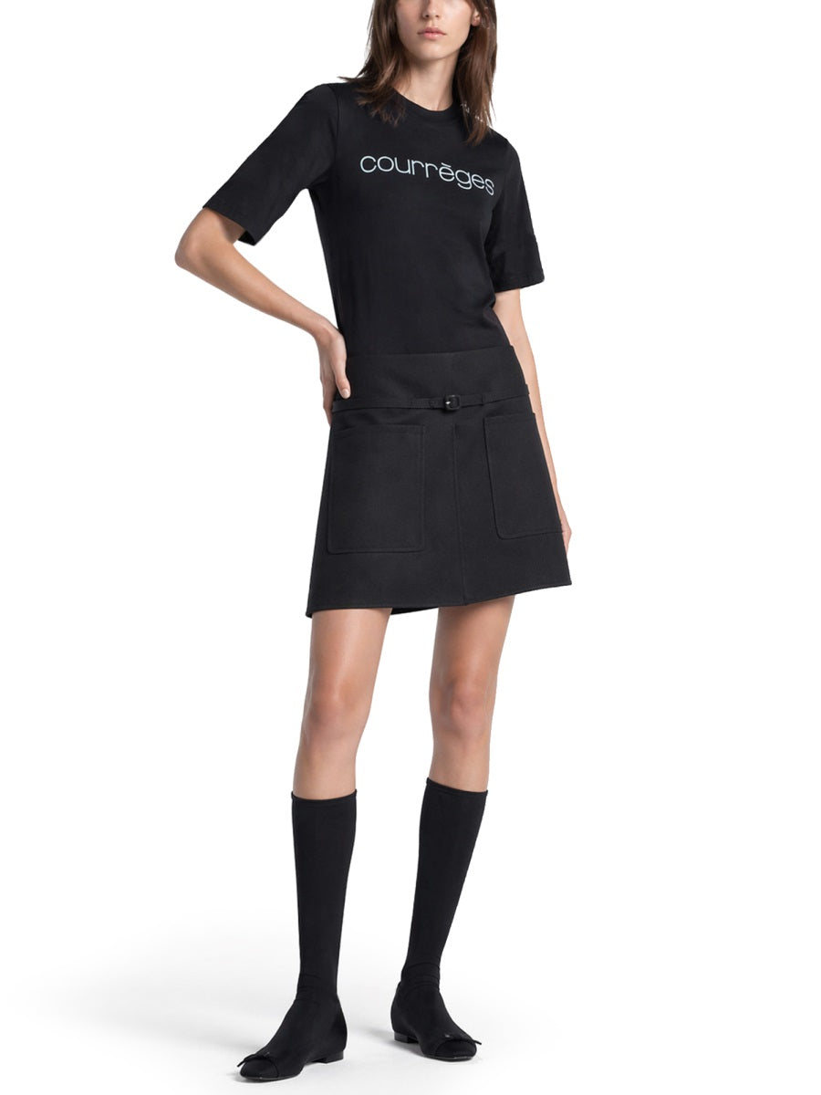 CourrèGes Logo-Embroidered Cotton T-Shirt — Black, view 3