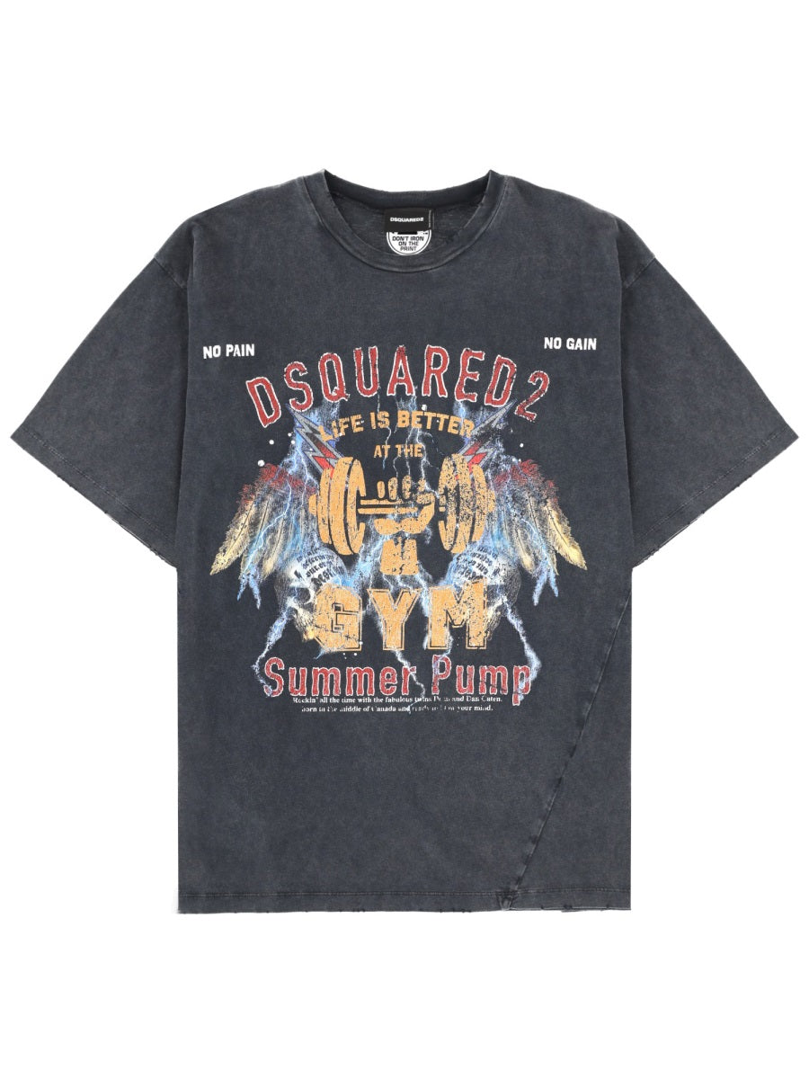 Dsquared2 Print Cotton T-Shirt — Gray by Dsquared2
