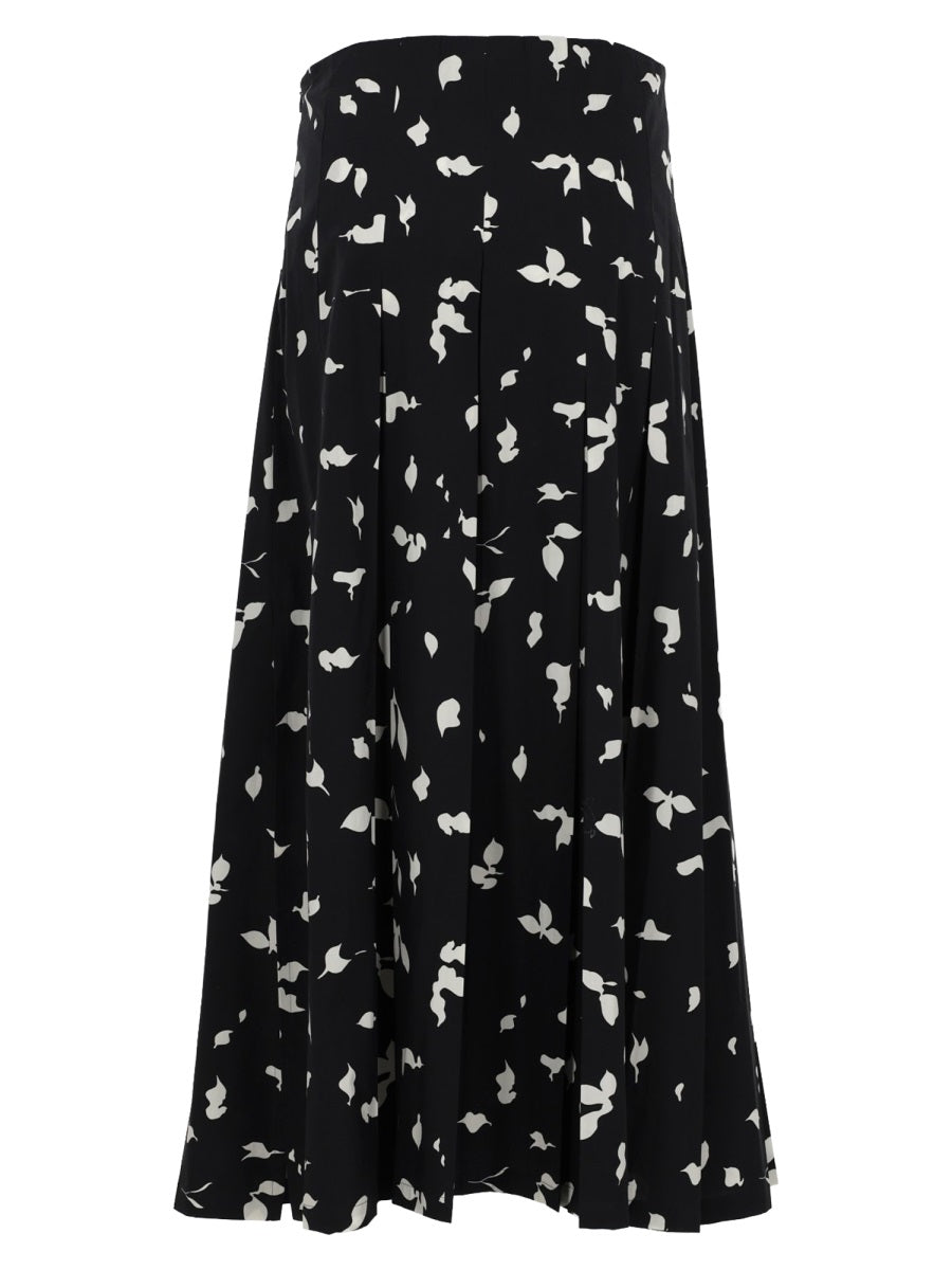 Alysi Printed Cotton Skirt — Black, view 2