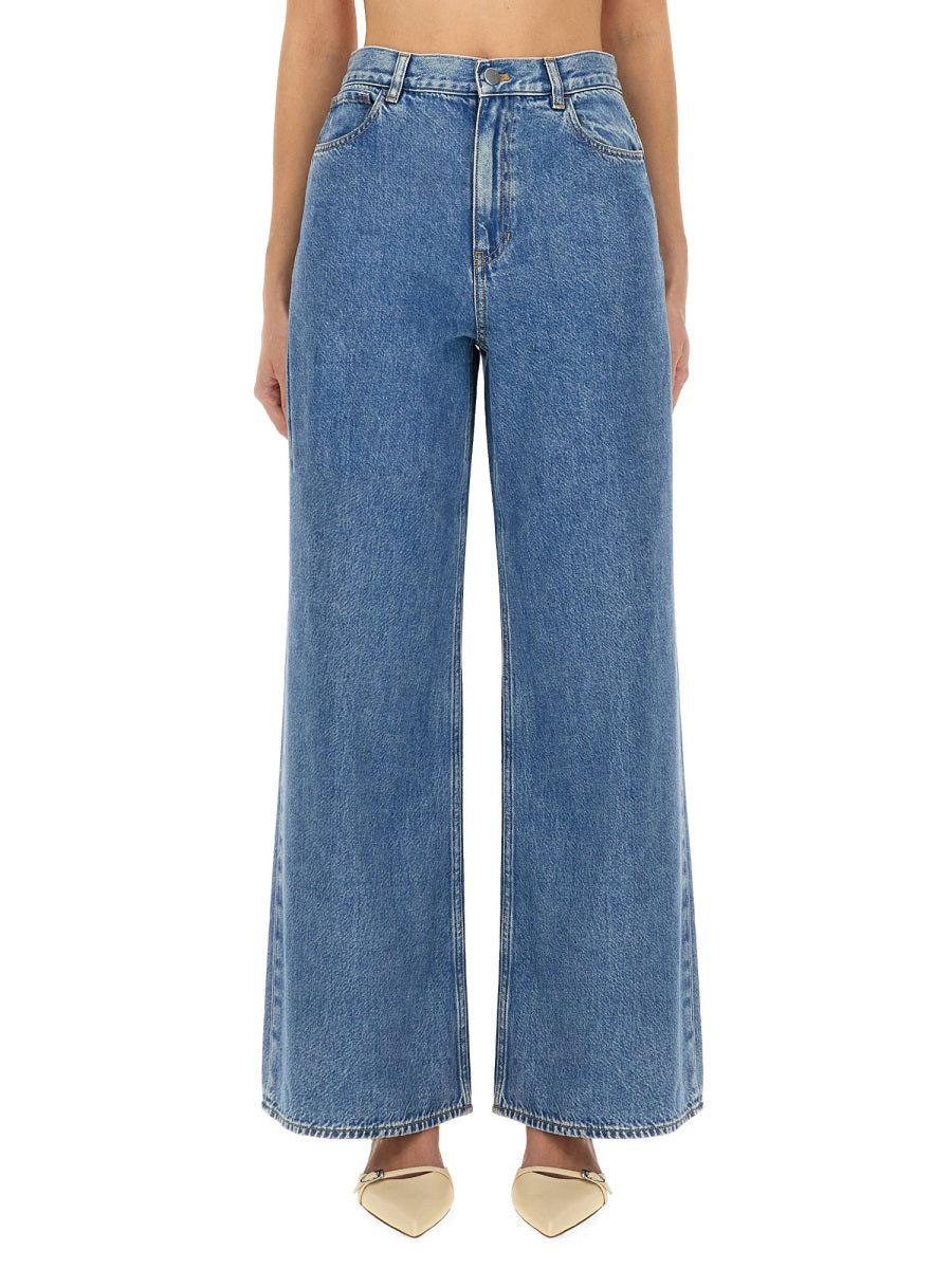 Theory High-Waist Wide-Leg Jeans — Blue, view 2