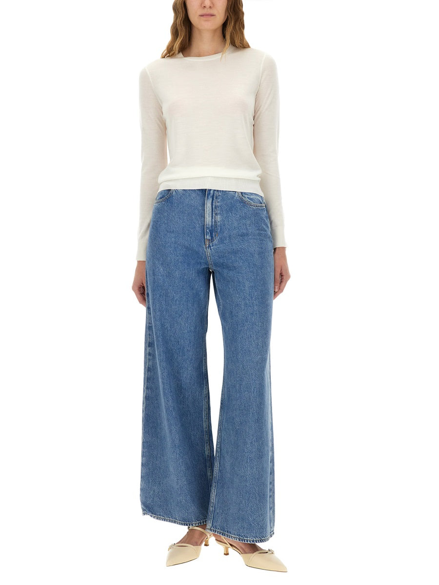Theory High-Waist Wide-Leg Jeans — Blue, view 3
