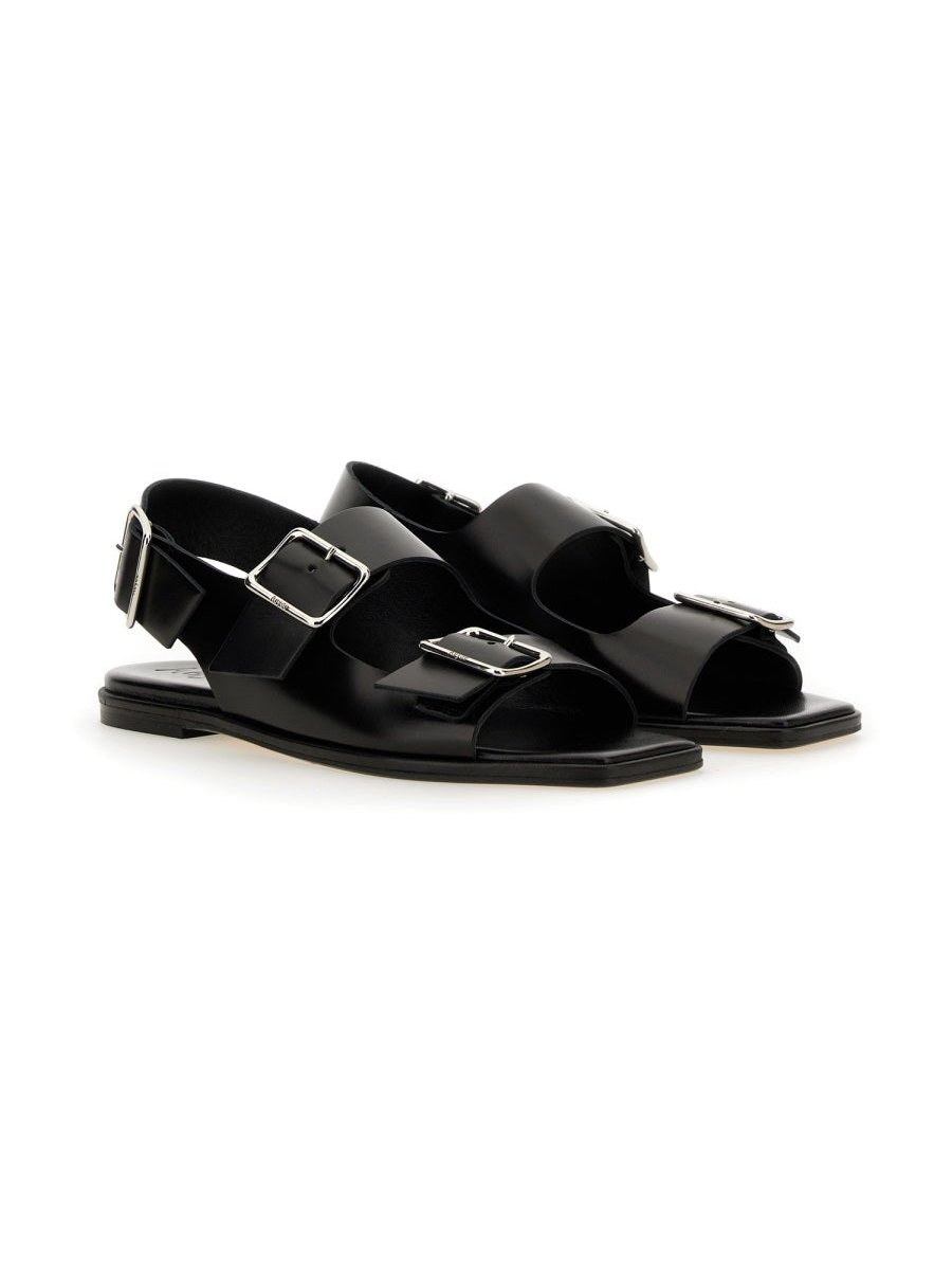 Aeyde Calf Leather Sandal — Black, view 3