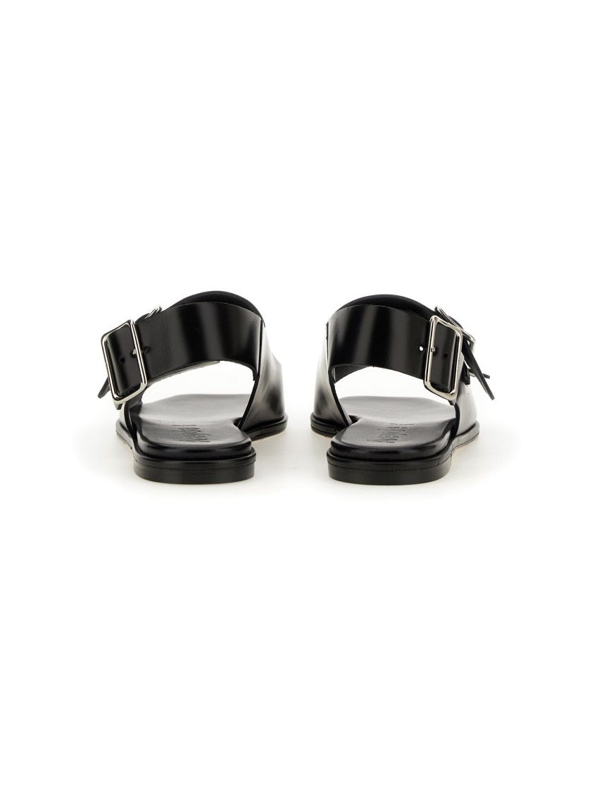 Aeyde Calf Leather Sandal — Black, view 4