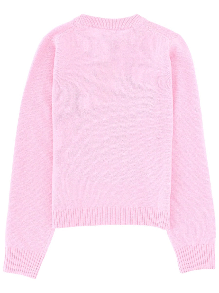 Ganni Wool Jersey Sweater — Pink, view 2