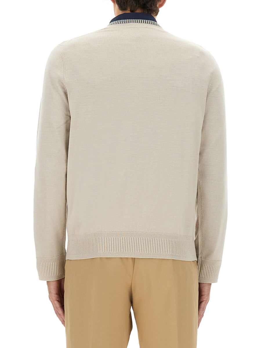 Ps Paul Smith Embroidered Logo Merino Wool Sweater — White by Ps Paul Smith