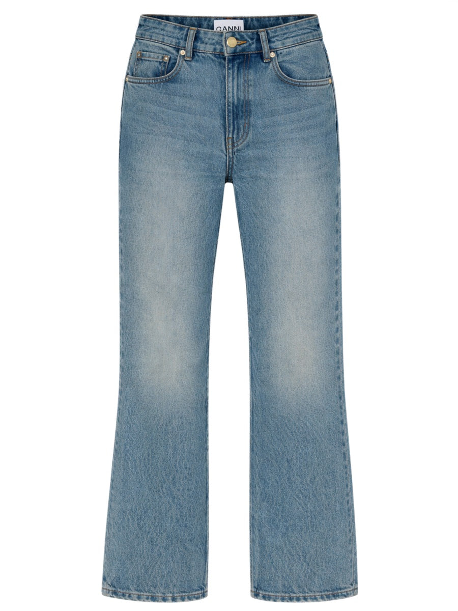 Ganni Flare Fit Cotton Jeans — Blue, view 2