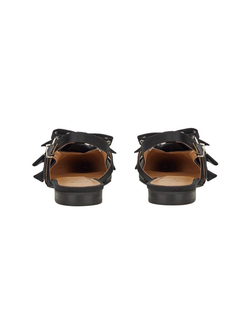Ganni Recycled Polyester Satin Ballerina Flat — Black, view 2