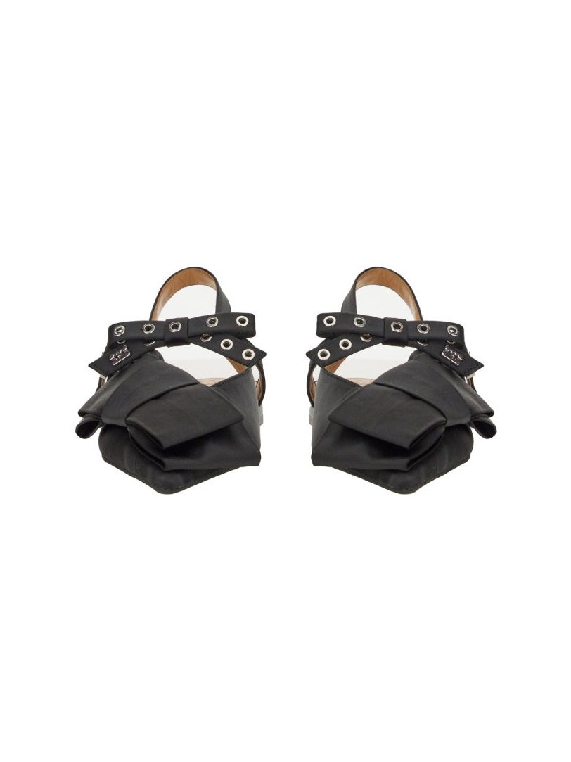 Ganni Recycled Polyester Satin Ballerina Flat — Black, view 3