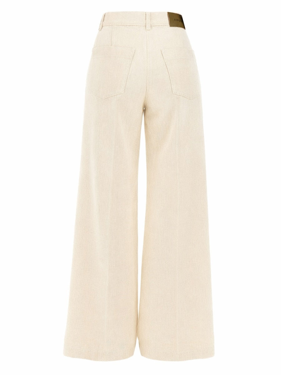 Aspesi Wide-leg Cotton Trousers — Beige, view 3