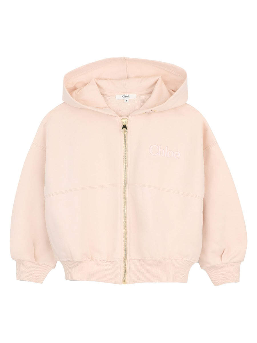 Chloé Oversized Hooded Cotton Sweatshirt — Pink by Chloé