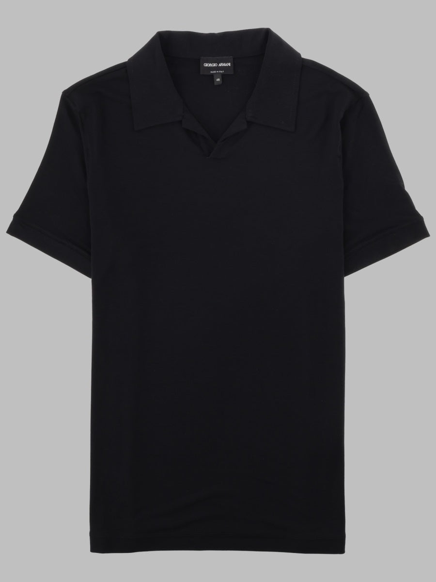 Giorgio Armani Stretch Viscose Jersey Polo Shirt — Black by Giorgio Armani