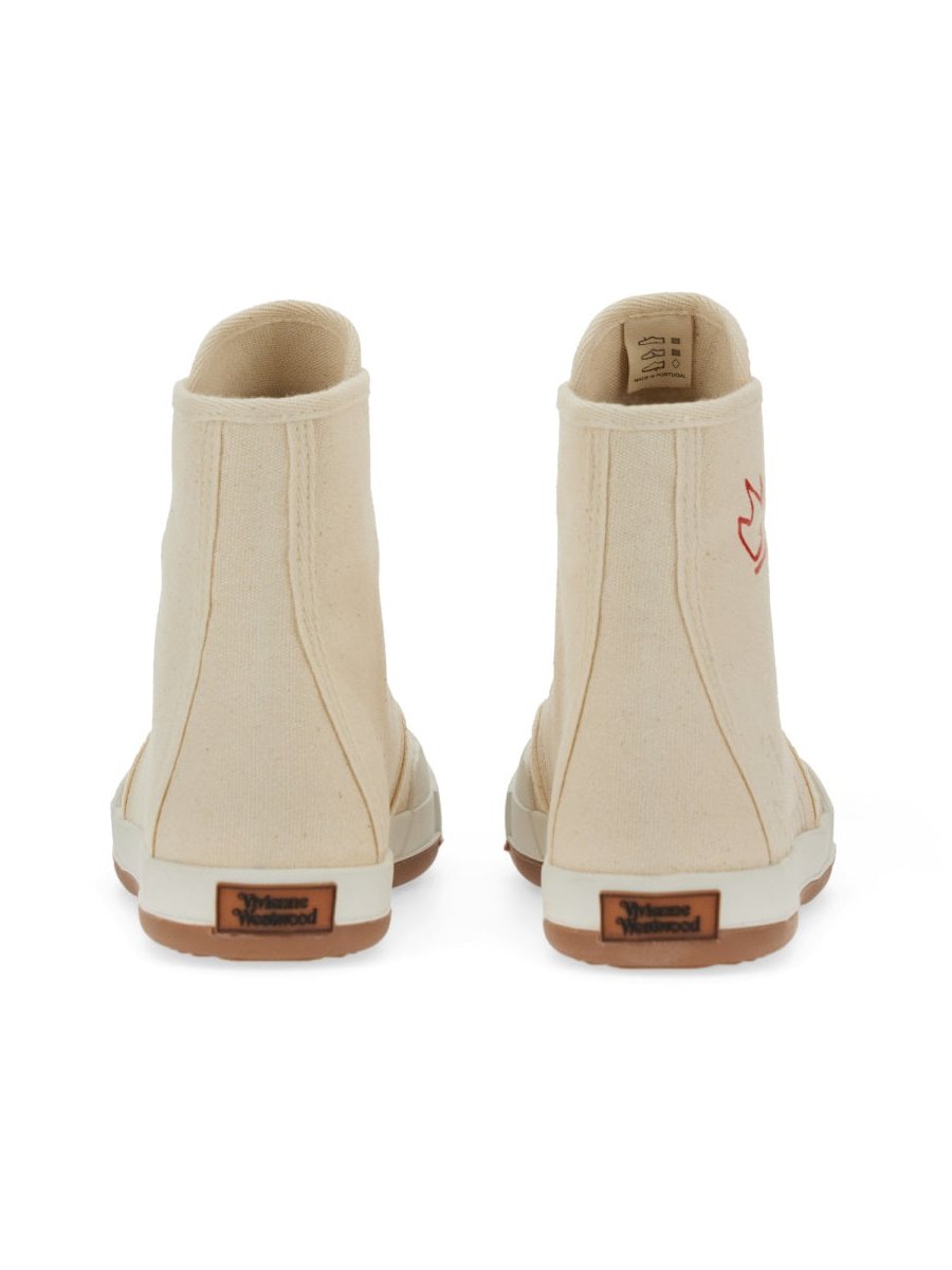 Vivienne Westwood Recycled Cotton High-Top Sneaker — White, view 2