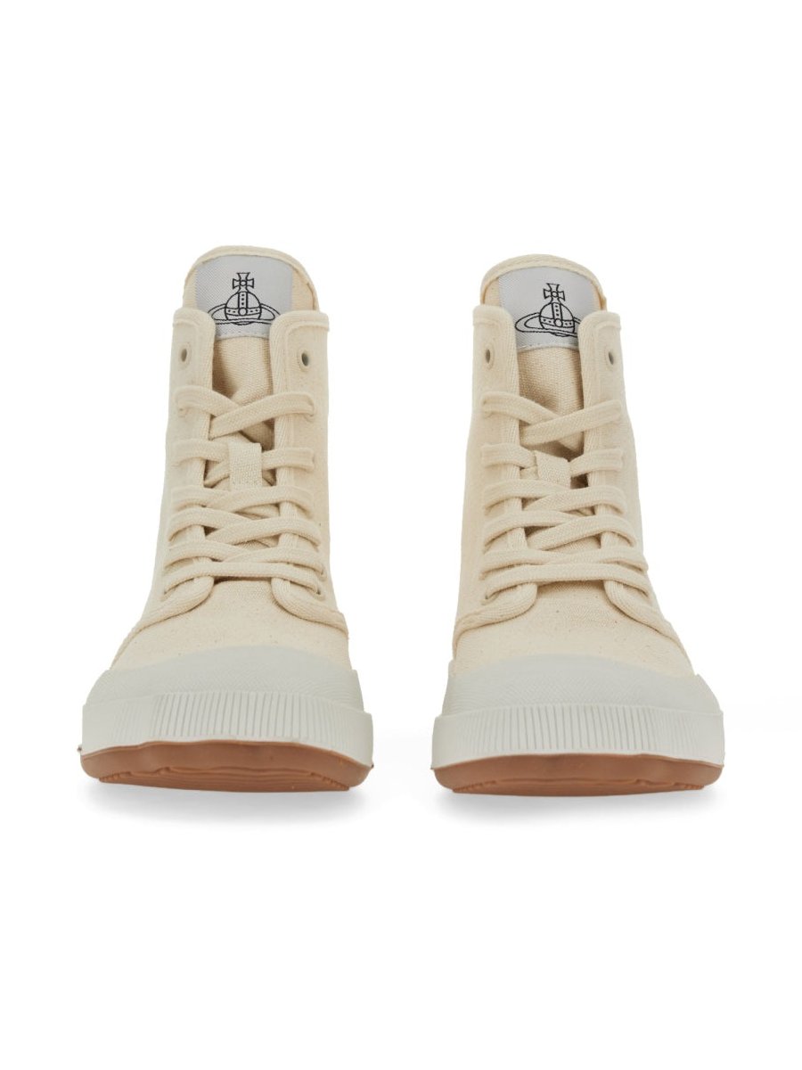 Vivienne Westwood Recycled Cotton High-Top Sneaker — White, view 3