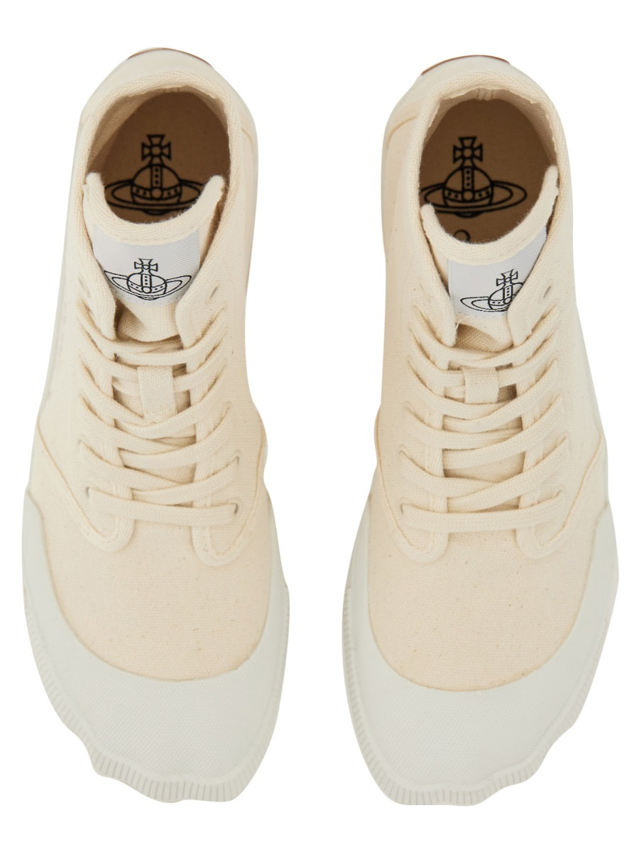 Vivienne Westwood Recycled Cotton High-Top Sneaker — White, view 4