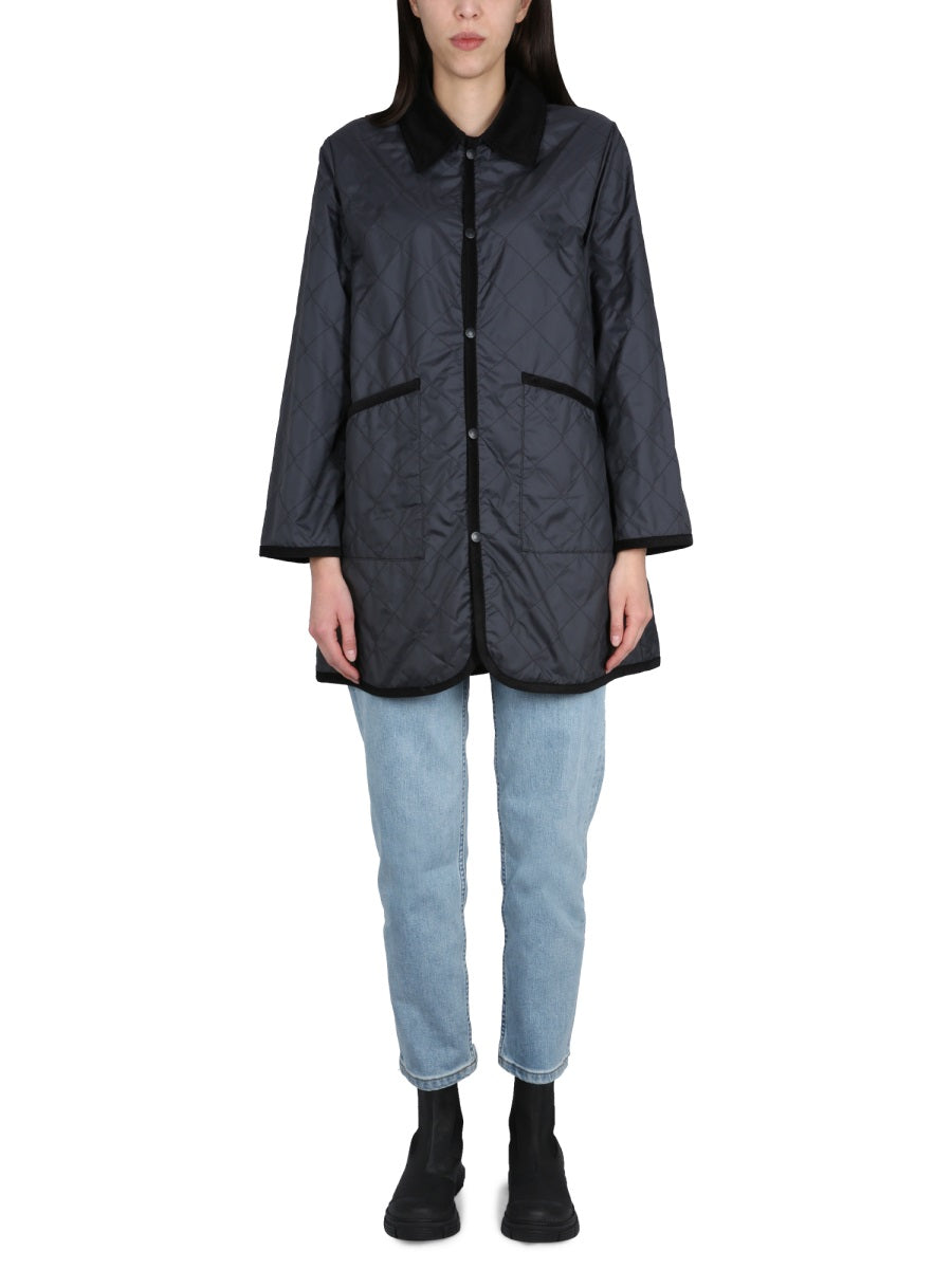 Lavenham Nylon with Velvet Contrast Collar Jacket — Black by Lavenham