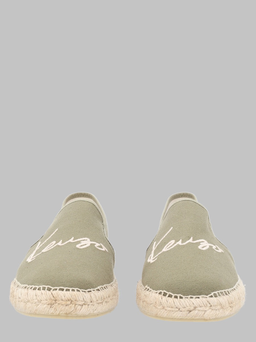 Kenzo Embroidered Logo Cotton Espadrille — Green by Kenzo