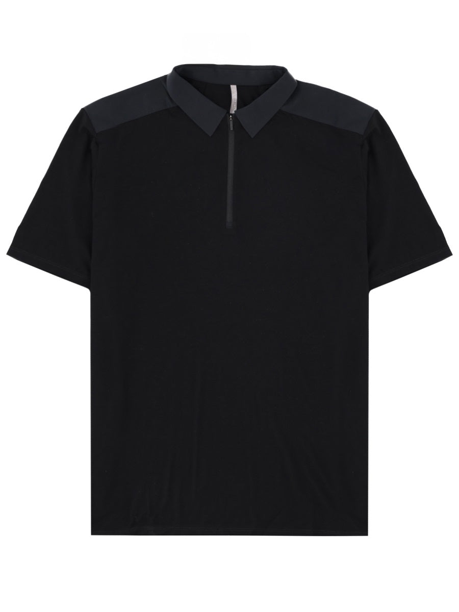 Veilance Wool Nylon Zip Polo — Black by Veilance