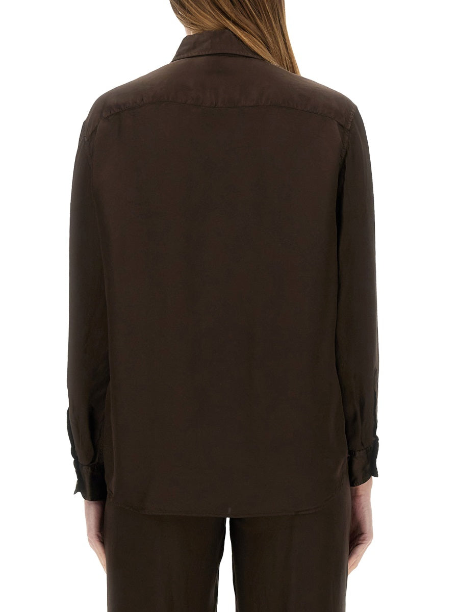 Aspesi Relaxed Fit Viscose Shirt — Brown by Aspesi