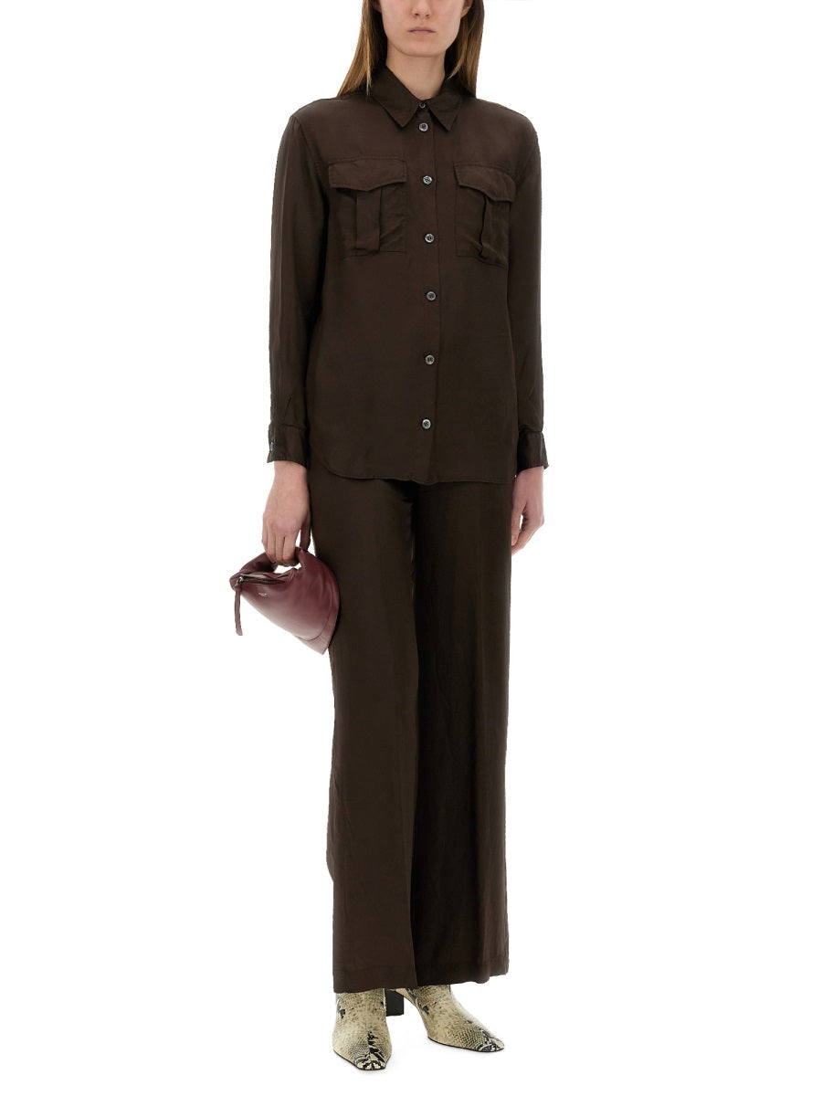 Aspesi Relaxed Fit Viscose Shirt — Brown, view 4