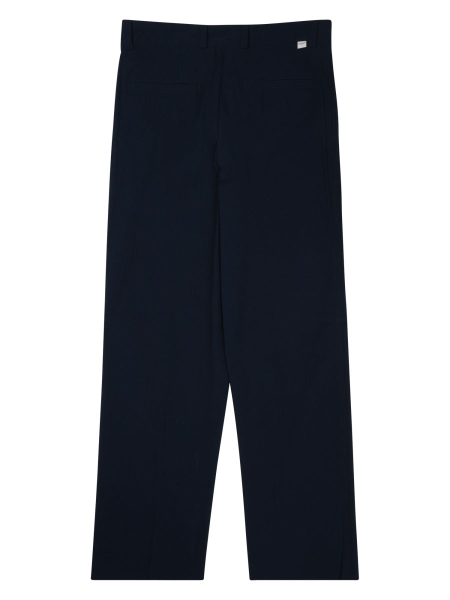 Paolo Pecora Loose Fit Cotton Chino Trousers — Blue, view 2