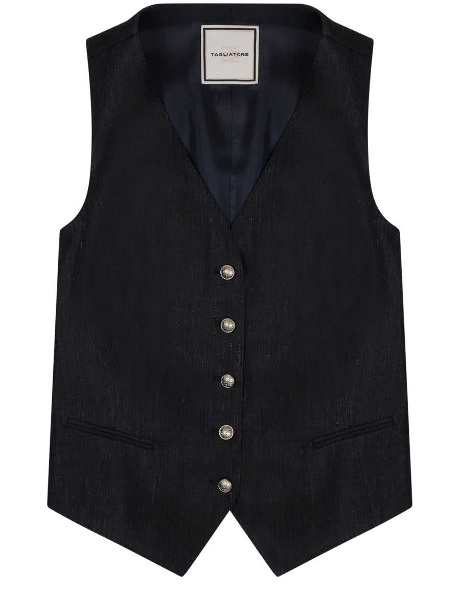 Tagliatore Gracie Gilet — Blue by Tagliatore