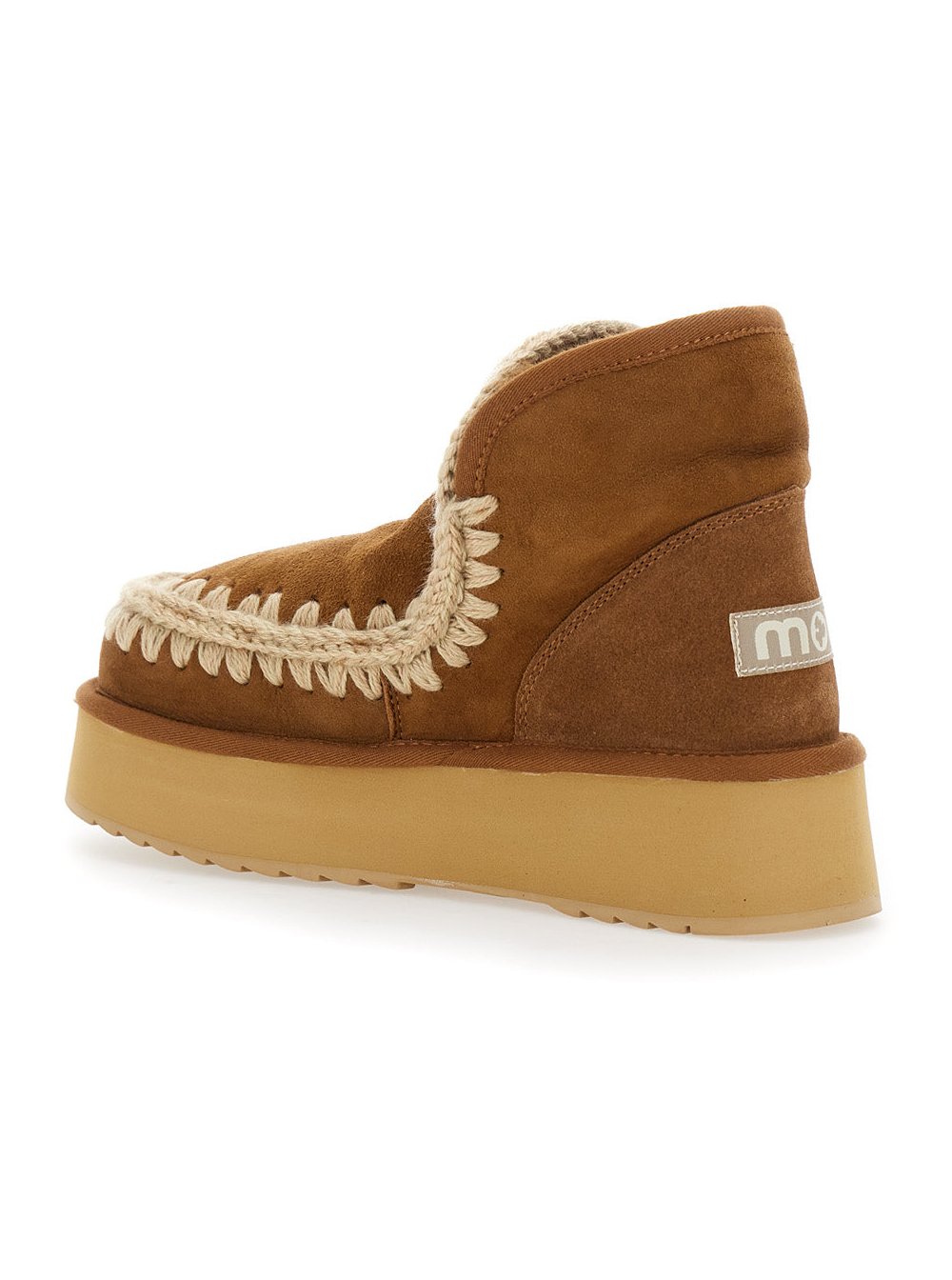 Mou Sheepskin Platform Ankle Boot — Beige, view 3