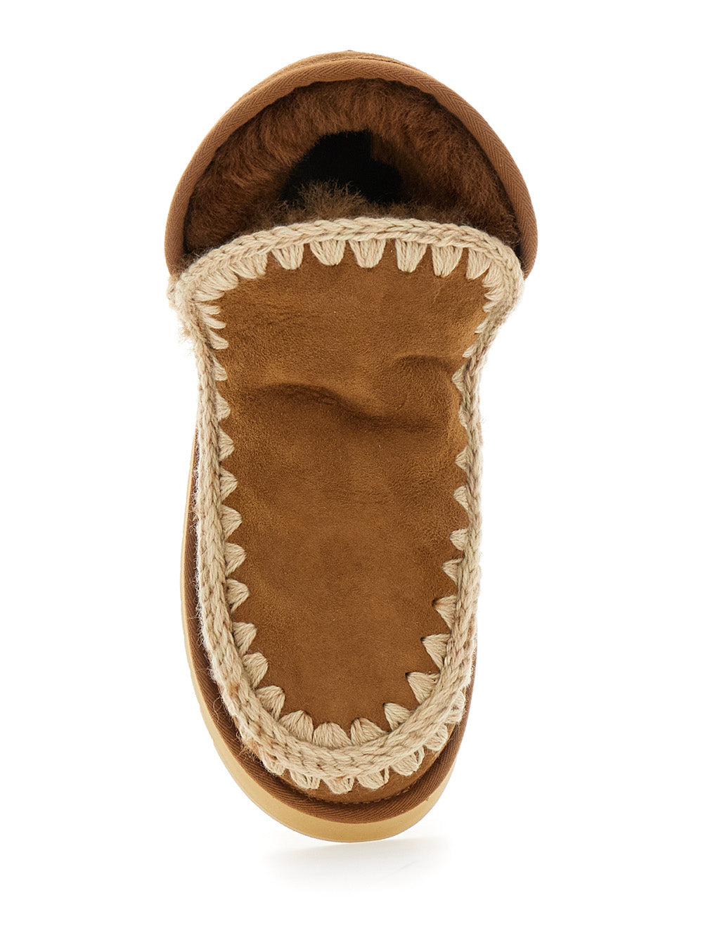 Mou Sheepskin Platform Ankle Boot — Beige, view 4