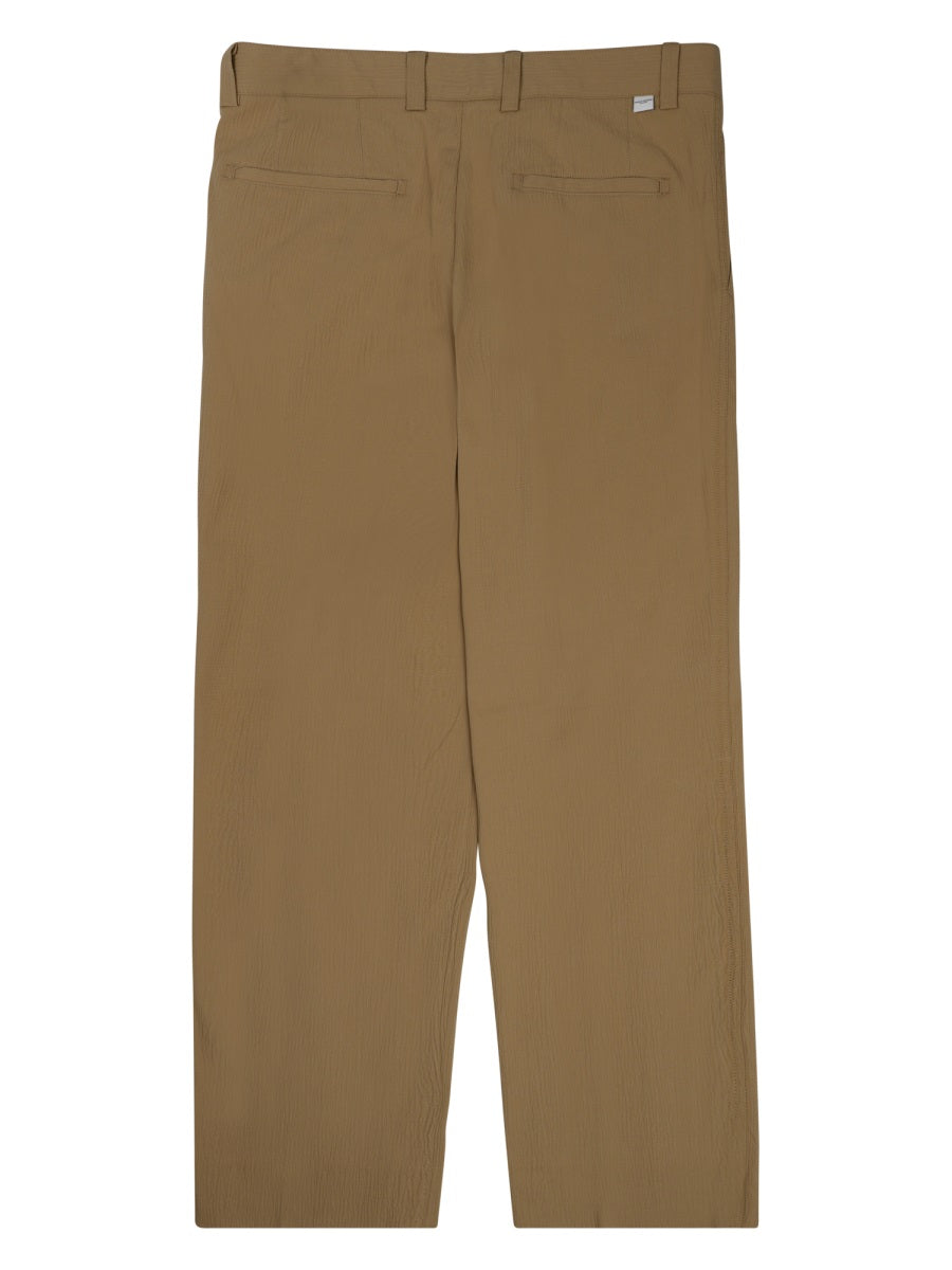 Paolo Pecora Loose Fit Cotton Chino Trousers — Beige, view 2
