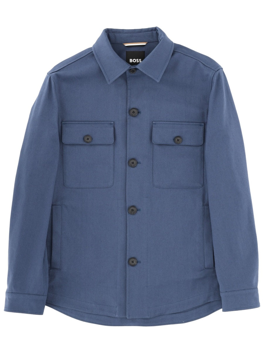Hugo Boss Cotton-Blend Comfort Fit Overshirt — Blue by Hugo Boss