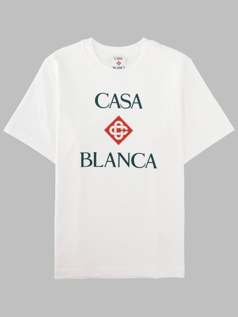 Casablanca Stacked Logo Cotton T-Shirt — White by Casablanca