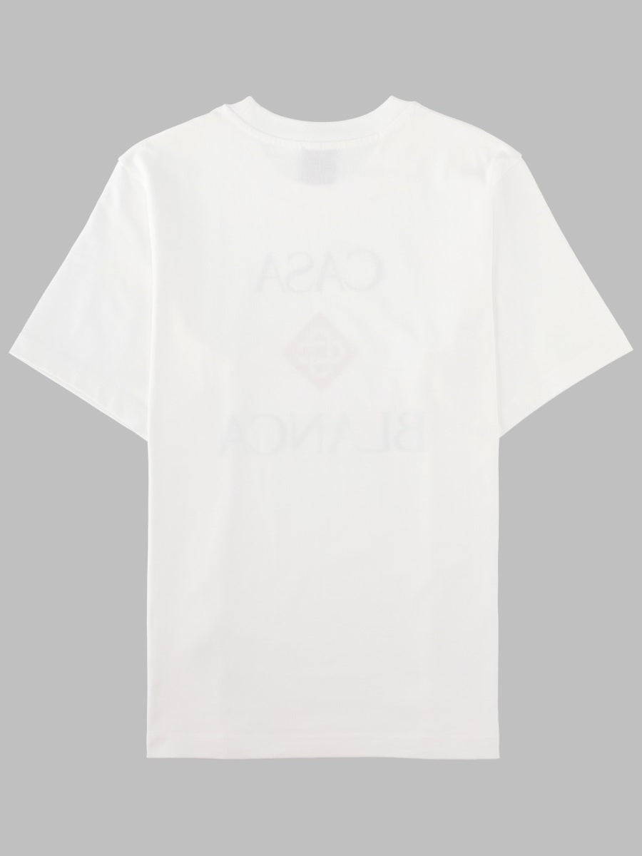 Casablanca Stacked Logo Cotton T-Shirt — White, view 2