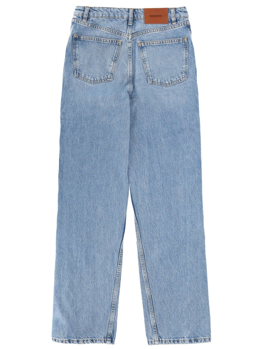 Rotate Birger Christensen Organic Cotton Lace-Detail Jeans — Blue, view 2