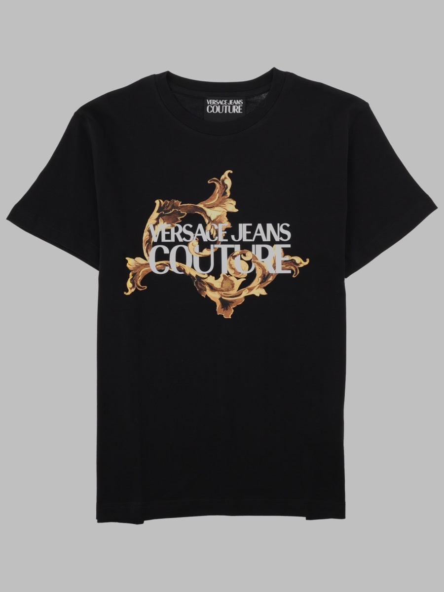Versace Jeans Couture Baroque Logo Print T-Shirt — Black by Versace Jeans Couture