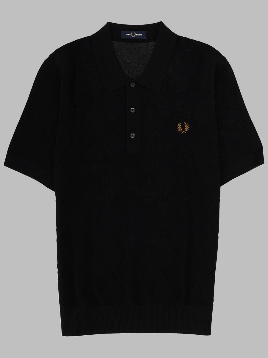 Fred Perry Viscose-Polyamide Knit Polo Shirt — Black by Fred Perry