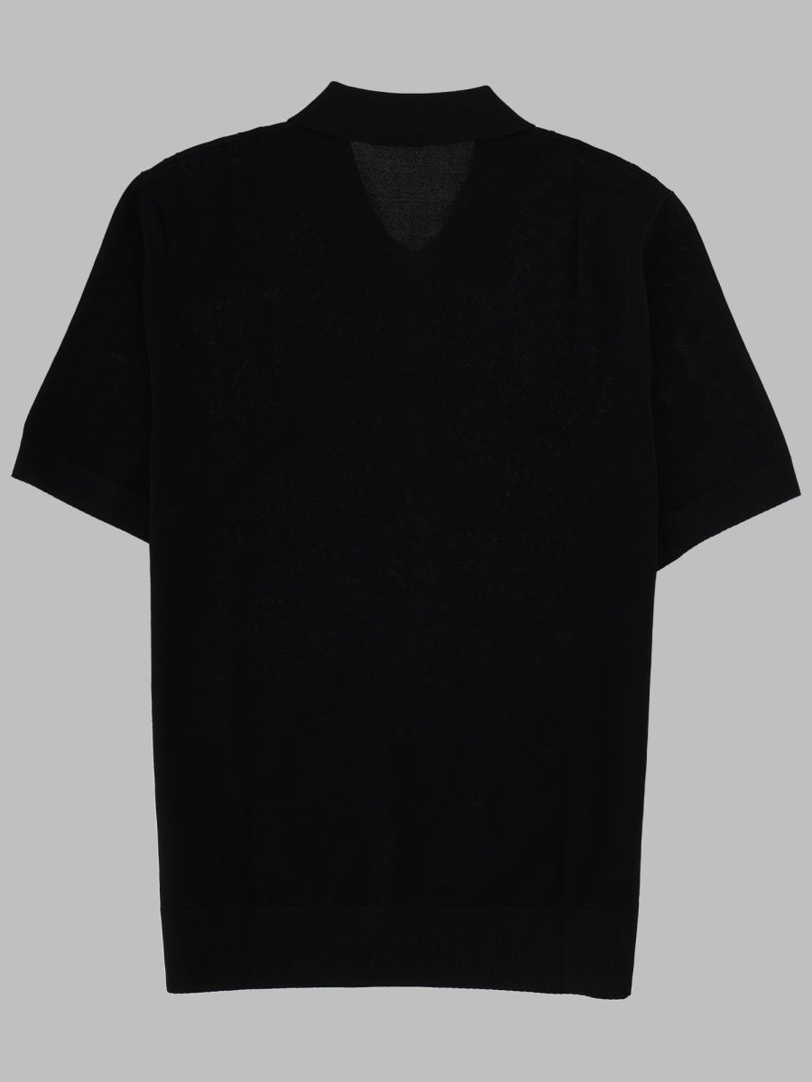 Fred Perry Viscose-Polyamide Knit Polo Shirt — Black, view 2