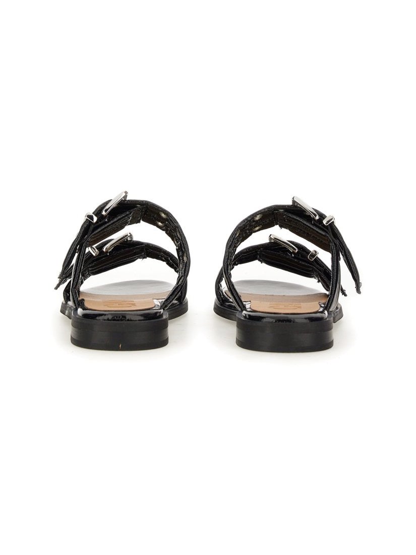 Ganni Bio-Based Polyurethane Buckle Sandal — Black, view 4